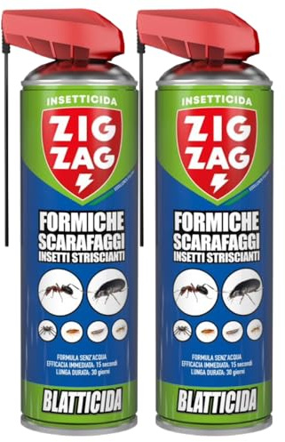 Zig Zag Insetticida Spray Scarafaggi e Blatte – Blatticida per Insetti Striscianti, Azione Immediata e Lunga Durata per Casa – Bipacco 2 x 600 ml