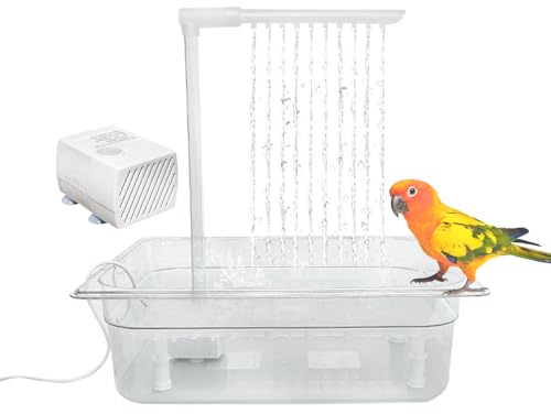 Bañera automática de aves, ducha automática de pájaros | Baño eléctrico para pájaros para loros,Fuente de ducha de periquito con bomba, bañera de agua circulante de interior para gris africano, cacatú