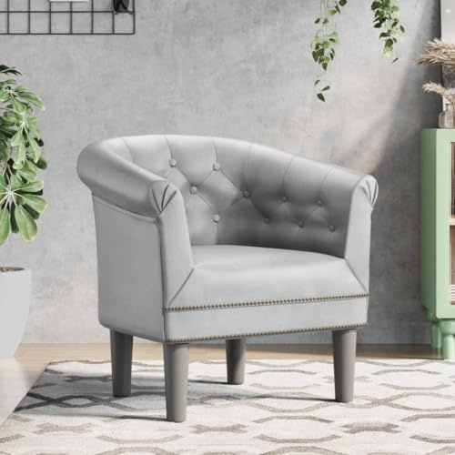 SooIarix Poltrona da club argento, in ecopelle, moderna, 70 x 56 x 68 cm, poltrona relax per soggiorno, camera da letto, ufficio, portata fino a 110 kg