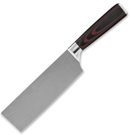 Generico Coltello Nakiri 18 cm per Verdure in Acciaio Inox, Lama Larga per Taglio Rapido e Preciso, Coltello Cucina Stile Giapponese