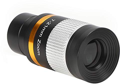 Ocular de Zoom Continuo de 7 a 21 mm, Ocular para telescopio astronómico, Ocular de Zoom de 1,25 Pulgadas en Color Plateado con Recubrimiento Multicapa, Ideal para observar la