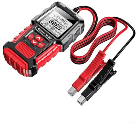 Testare för bil och motorcykel, testare för spänning och inre motstånd med LCD-display, bärbar diagnostisk apparat för batteri-hälsotest, svart/röd