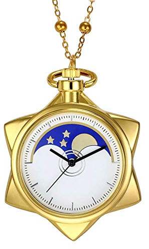 BOSHIYA Moon Pocket Watch Gold Rhinestone Star Quartz Pocket Watch for Women with Chain
