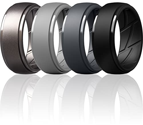 ThunderFit Men's Silicone Rings 10mm Wide 2.5mm Thick Rubber Bands, Breathable, Variety Multipack 1-10, 10.5 - 11 (20.60mm), Silicone, No Gemstone