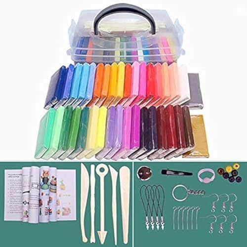 Queta Argilla Polimerica Set di Argilla da Modellare ad Asciugatura all'Aria a 32 Colori, Strumento per Impastare, Argilla Fai-da-Te con Strumenti e Accessori, Regalo per Bambini