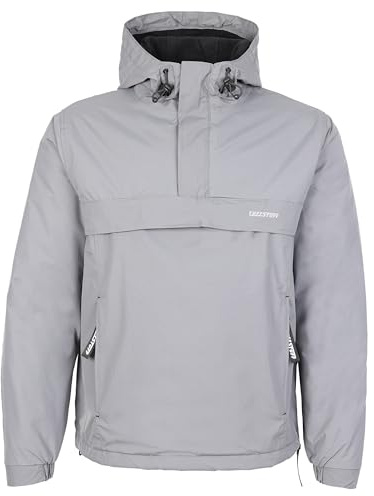 TuffStuff - Sutherland Lined Windbreaker - Size Medium, Grey - Waterproof, Windproof & Breathable - Adjustable Hood & Reflective Details - with Fleece Lining & Taped Seams - Lightweight Mens Jacket