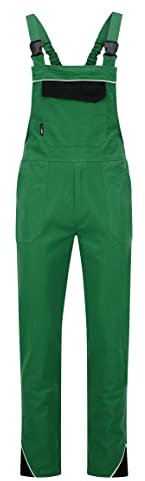 BWOLF ARES 100% Baumwolle Latzhose Herren Arbeitshose Schutz-Latzhose Arbeits-Latzhose (Grün/Schwarz, XL)
