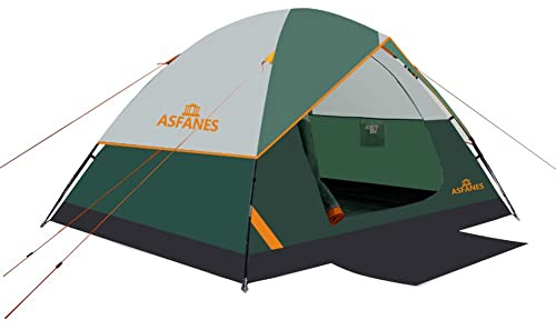 ASFANES 4 Person Waterproof Tents for Camping Easy Setup Outdoor Portable Backyard Camping Tents Suitable for Car, Backpacking, Hiking, Picnic or Fishing, Army Green