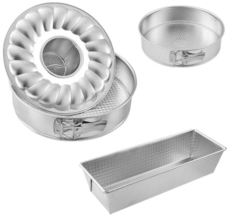 Zenker 9992250 - Set di 3 stampi per torte con stampo per torte, stampo per mancati, stampo per mancati e savarin, stampi rotondi, stampi rettangolari, acciaio stagnato, grigio, Ø18,5, Ø26 cm, 30 x