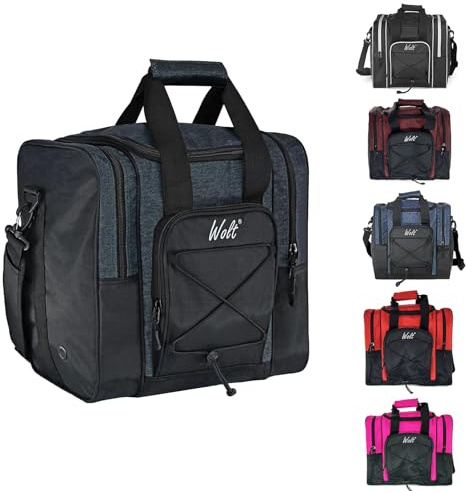 WOLT Bowling Ball Bag for Single Ball - Bowling Ball Tote Bag with Padded Ball Holder, 2 Pockets fit Bowling Shoes Up to Mens Size 14 and Accessories
