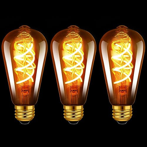 LVWIT Vintage Glühbirne E27 ST64 LED Warmweiss 4.9W 2200K Antike Spiral Filament LED Glühlampe für Nostalgie und Retro Beleuchtung im Haus Café Bar - 3er Pack, Nicht Dimmbar