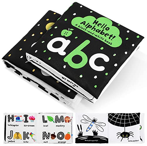 ibasenice Kontrastbuch Baby 2 Stücke Kinder Stoff Zahnen Knistern Buch Touch Gefühl Knistern Buch Frühes Lernen Sensorische Entwicklung Reibung mit Knisterbuch Baby