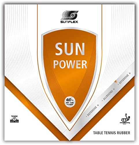 Sunflex Sun Power Tischtennis-Belag | professioneller Offensiv Belag | ITTF zugelassen | schnell und Gute Spinentwicklung | 2,1mm Schwamm | schwarz