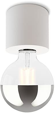 SSC-LUXon NAMBI Deckenlampe weiß rund E27 skandinavisches Design inkl. E27 Kopfspiegel LED Glühbirne - Deckenlicht warmweiß