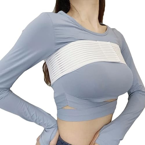 Breast Implant Stabilizer Band, Elastic Chest Compression Band Breast Augmentation Reduction Strap Bandage, Chest Support Strap Wrap Bandage for Fitness Exercise Running Sports Bra Alternative (White)