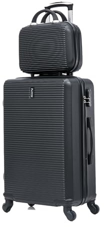 CELIMS - Grande Valise Soute 75 cm 23kg Rigide ABS Légère avec Vanity | Valise XL à roulettes 4 Roues 360° | Bagage Soute Avion 23kg | Valise Grande Taille Voyage | Noir