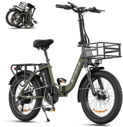 ENGWE E-cykel hopfällbar elcykel med 20 tums fettdäck, 15,6 Ah litiumbatteri för lång räckvidd upp till 140 km, 7-växlad terrängcykel män för MTB, strand och snö