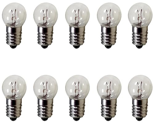 MeetUs 10Pcs E10 DC Blanco Cálido Mini Bombillas 1.5V 0.3A Experimento Fisical Electric Tornillo Base Bombillas (12V)