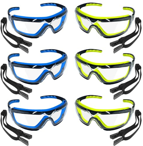 TAIGAOASIS 6 Pack Safety Glasses for Men & Women, Clear Lenses, ANSI Z87.1 & CE Certified, Adjustable, Impact-Resistant, Anti-Fog, 100% UV Protection