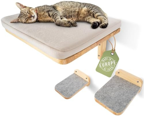 WOOWOOD® Kletterwand Katzen inkl. 2X Katzentreppe Wand [extrem Stabil] Katzen Wandelemente, Kratzbaum Wand, Katzenhängematte, Katzen Wand, Katzenwand, Wandkratzbaum, Katzenmöbel, Kletterwand Katzen