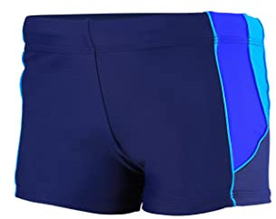 Aquarti Badehose Jungen – Schwimmhose Jungen mit Seitlichen Einsätzen, Badehosen für Jungen Schnell Trocknend, Farbe: Dunkelblau/Blau/Hellblau, Größe: 164