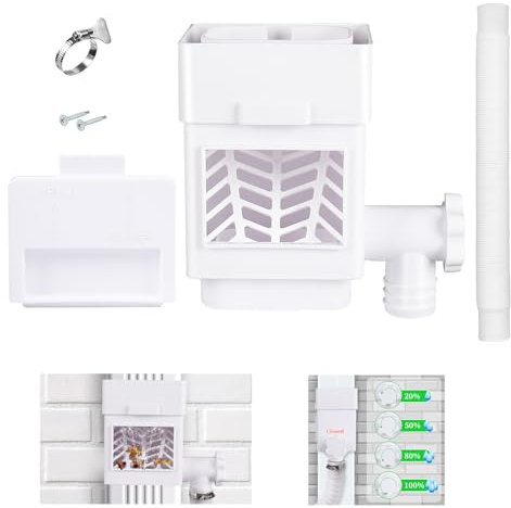 XPINYT Rain Barrel Diverter Kit, Downspout Diverter Fits for 2x 3 or 3x 4 Standard Downspout, Rainwater Collection System with Adjustable Valve and Filter,5ft Hose(White)