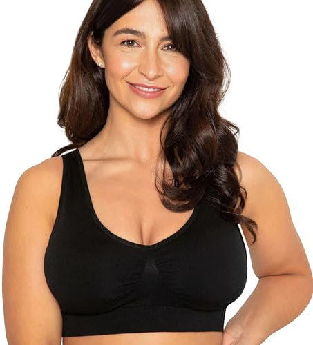 Conturve Wirefree High Support Bra Adjustable Wire Free Shaper Bra (Cups AA-FF) +with Extra Extender Offers Back Support - Black