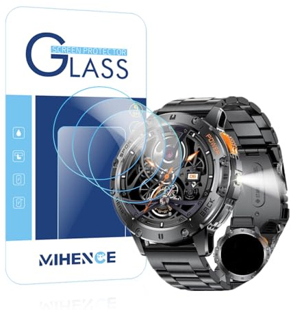 MIHENCE Lot de 3 films de protection d'écran en verre trempé anti-rayures 9H pour montre intelligente EF5 1,43 LIGE/ESFOE/FOXBOX 1,43
