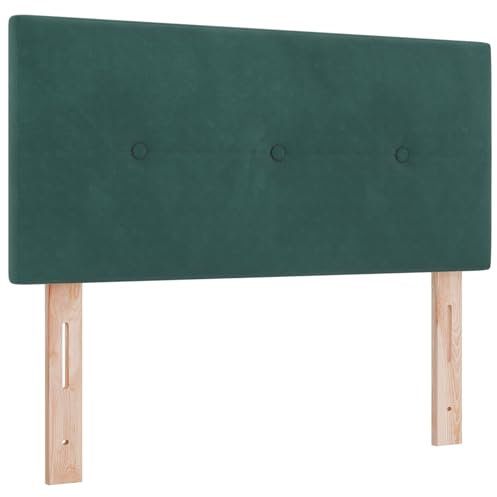 vidaXL Cabecero bajo Verde Oscuro Diseño Minimalista Ajustable, Materiales de Terciopelo y Madera, Muebles para Dormitorio 80 cm Longitud Uso en Interior Soporte de Cama Estiloso y cómodo