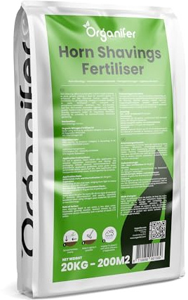 Copeaux De Corne 1-6 Mm - 20 Kg Pour 200 M2 - Engrais Azoté Organique 14% N Pour Légumes, Fruits, Pelouses Et Plantes Ornementales - Nutrition Longue Durée, Amélioration Des Sols - Organifer
