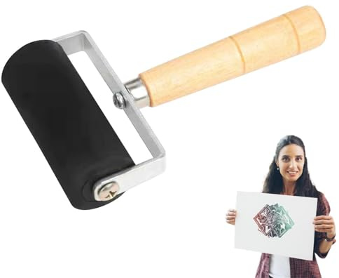 Gihioue Rouleau Colle - Rouleau Papier Peint Manche Bois | Pinceau et Applicateur d'encre pour Scrapbooking, Impression, Papier et Création