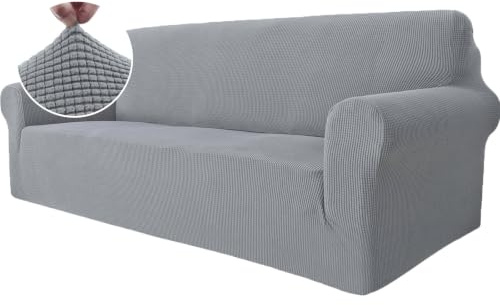 YSTYLE Stretchigt Sofföverdrag med armstöd 3-Sits, Elastiskt Pet Soff Cover Töjbart överdrag, Avtagbar Halkskydd Fåtöljöverdrag Möbel Maskintvättbar, Sofföverkast För Soffa Fåtölj, Silvergrå