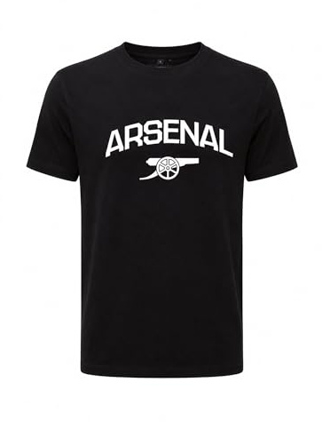 Arsenal Official FC Cannon T-Shirt – Men's 100% Cotton Crew Neck Tee – Black Short Sleeve Football Supporters Shirt – Sizes S-XL