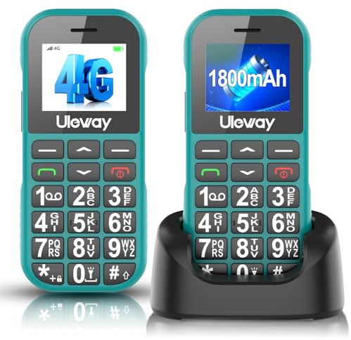 Tosaju 4G Téléphones Portables pour Personnes âgées sans contrat 1800 mAh Batterie avec Grand Bouton Grand téléphone Portable Simple Main avec Station de Charge SOS Bouton d'appel
