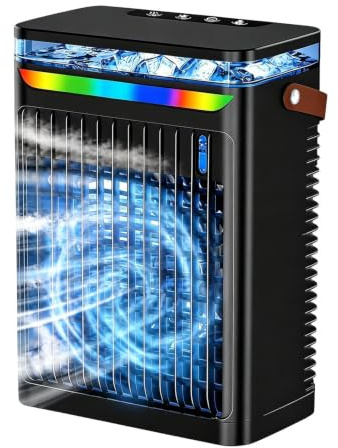 Dimma fläkt - 800 ml bärbar USB-luftkylare med luc | 10,63 x 7,87 tum USB Dimma Fläkt med 3-växlad kylspray 7 färger LED-timer