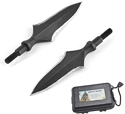 ZSHJGJR Hunting Broadheads Traditional Hunting Arrow Heads 200 Grain Solid Metal Screw-in Arrow Tips for Archery Target Hunting Shooting 6/12Pack (6pcs + 1 x broadheads Box)