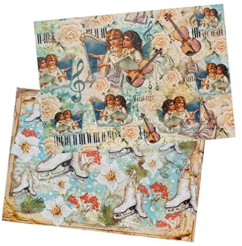 Ideen mit Herz 2 ark rispapper | ädelt decoupage-papper | DIN A4 | 2 olika mönster | jul/design 4