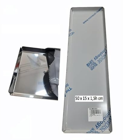 Fornoservice - VASSOIO INOX PASTICCERIA, ALTEZZA 1,5CM, CON ANGOLI APERTI PER VETRINA ROSTICCERIA, PANIFICIO (50x15 CM)
