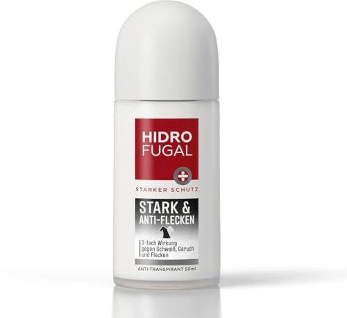 Hidrofugal Stark & Anti-Flecken Roll-on (50 ml), starkes Deo Roll-on gegen Schweiß, Geruch und Flecken, Anti-Transpirant gegen Achselnässe und Körpergeruch
