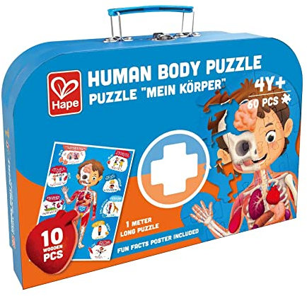 Hape Puzzle Mein Körper mit praktischem Koffer und Körperteilen zum Auflegen aus Holz, ab 3 Jahre