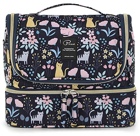 Kulturtasche zum Aufhängen für Damen, Lychii Reise Kulturtasche Waschtasche Organizer für Koffer & Handgepäck - Cat