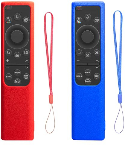 Paquete de 2 Fundas de Control Remoto para Samsung Smart Solar Cell Remote 2021 2022 BN59-01357 BN59-01385 BN59-01265A, Funda de Silicona Antideslizante a Prueba de Golpes（Azul Marino+Rojo）
