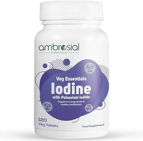 Ambrosial Iodine Supplement 5000mcg with 7500 mcg Potassium Iodide| High Strength| Natural Source of Iodine from Potassium Supplements & Iodide Tablets (Pack of 1-120 Tablets)