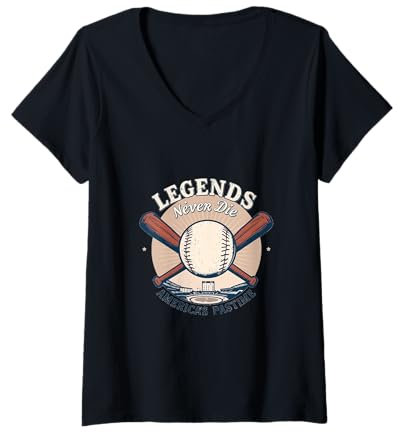 Damen Legenden sterben nie — Hommage an den Baseball T-Shirt mit V-Ausschnitt