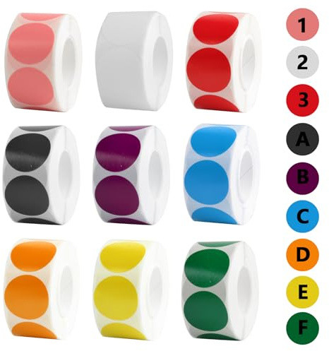 4500 unidades/9 rollos de puntos adhesivos coloridos, 25 mm, puntos adhesivos coloridos redondos, etiquetas adhesivas redondas de colores, puntos adhesivos autoadhesivos redondos, etiquetas adhesivas