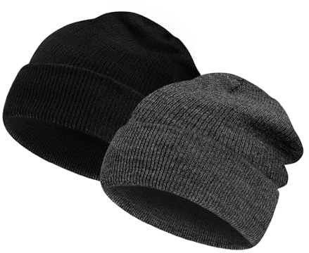 Children's Knitted Hat Knitted Winter Hat Soft and Warm 2PCS Set Suitable for Spring and Winter for Boys and Girls Aged 1-10 Ideal Wear and Outdoor Activities(UK, Alpha, One Size, Black and Grey)