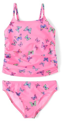 The Children's Place,Girls,2-Piece Tankini Swimsuit,Neon Happy Pink,Large