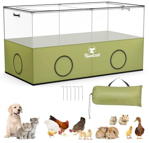 Pawaboo Corral para Animales Pequeños, Jaula para Mascotas con Pared de Malla Transpirable y Fondo, Recinto para Cachorros Cerdo para Mascotas Valla Interior Exterior