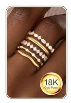 ZNBOH 5PCS Bague Femme Argent Bagues Plaqué Or 18 Carats Bague con Zirconium Empilable Pouce Phalange Alliance Fine de Fiançailles Mariage Promesse Bague Lot Cadeau Anniversaire Bijoux