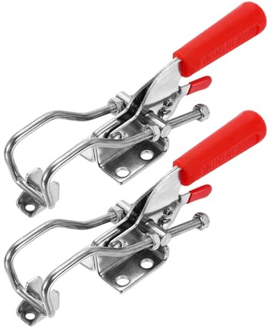 HARFINGTON 2pcs 431 Toggle Latch Clamp M6x55mm 772lbs Holding Capacity Adjustable Quick Release Pull Latches Stainless Steel Hasp Clamps W Front Hook for Smoker Lid Jig Tool Box Case Door